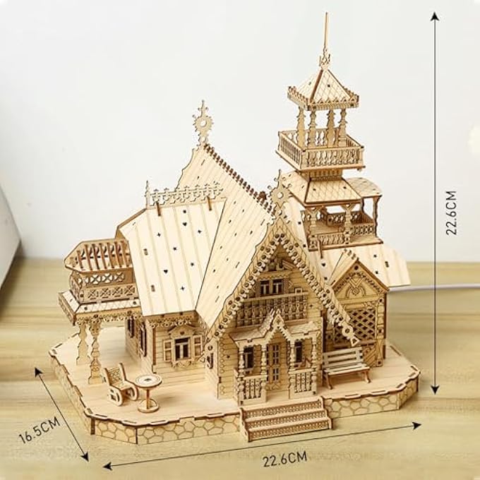 3D WOODEN PUZZLES FOR ADULTS, DIY PUZZLE MODEL KITS FOR ADULTS, 267 PIECES WOODEN MODELS ADULT TO BUILD, HOME DCOR PERFECT BIRTHDAY CHRISTMAS SOUVENIR GIFT, COUNTRY VILLA - Image 2
